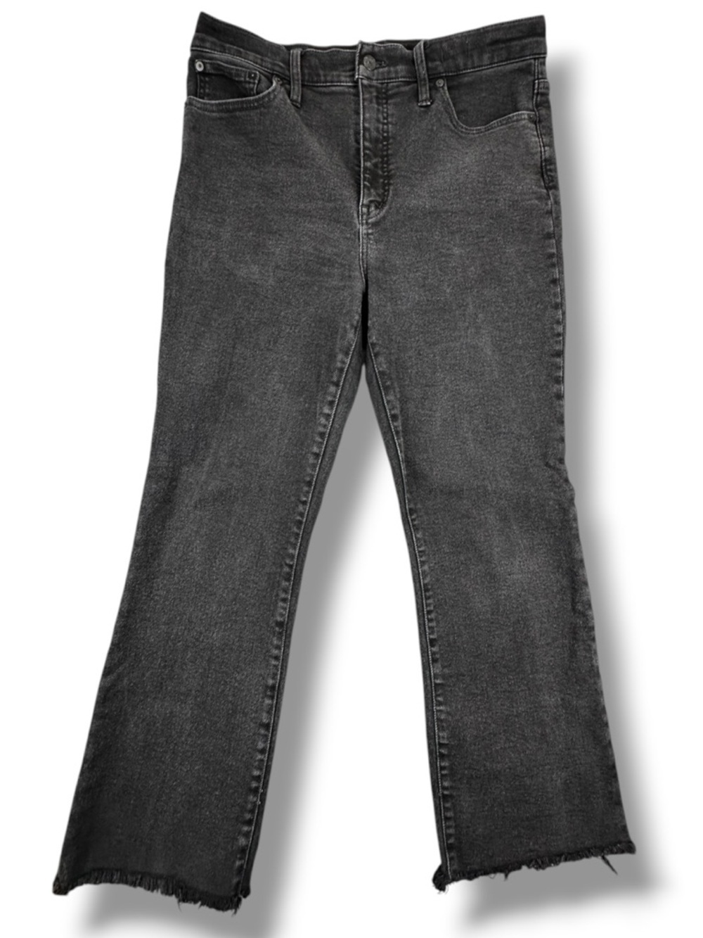 Madewell Cali Demi-Boot Jeans Washed Black Frayed Hem Size 31